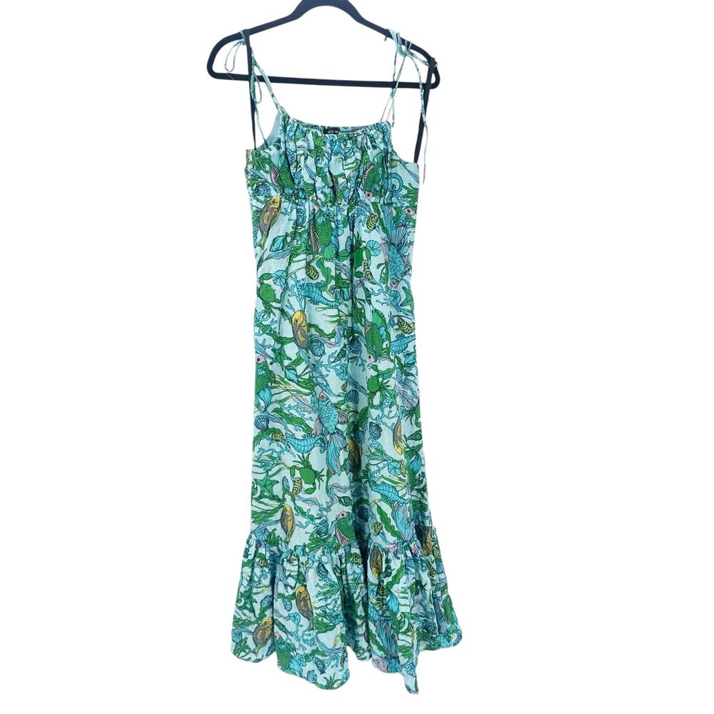 Kate Spade Women's Under The Sea Tie-Strap Dress Sleeveless Green Size Small - Picture 8 of 12